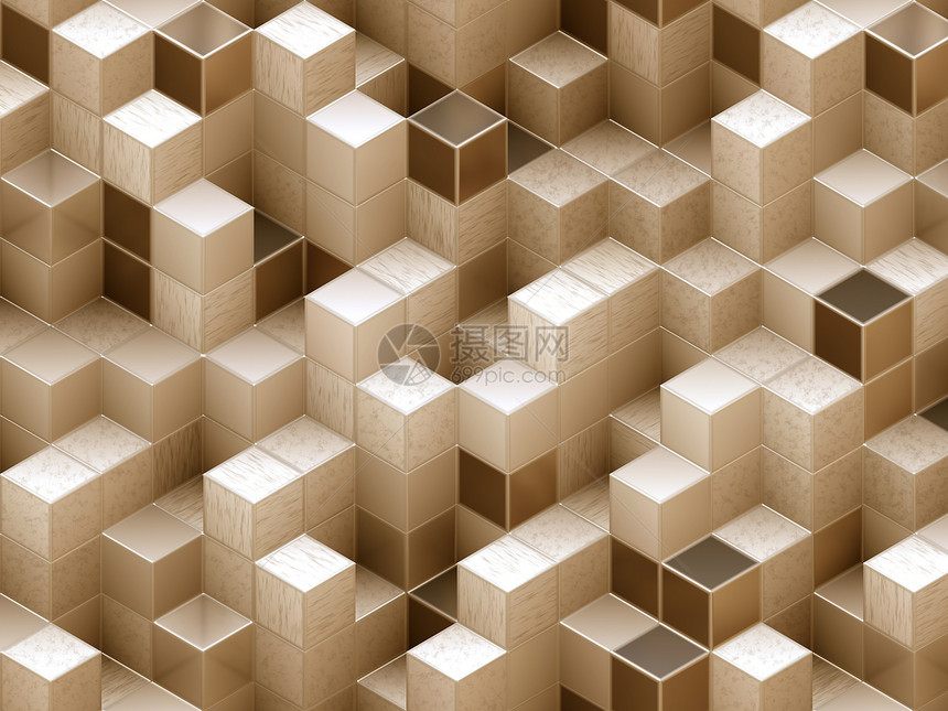 立方背景插图棕褐色体积几何学水平图片