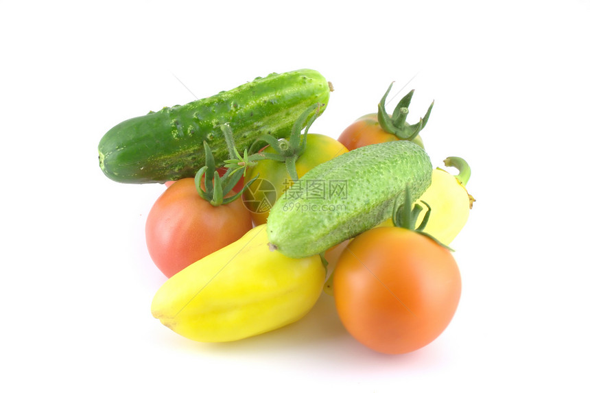 黄瓜 西红柿和胡椒黄色季节发芽白色蔬菜水果绿色红色植物食物图片