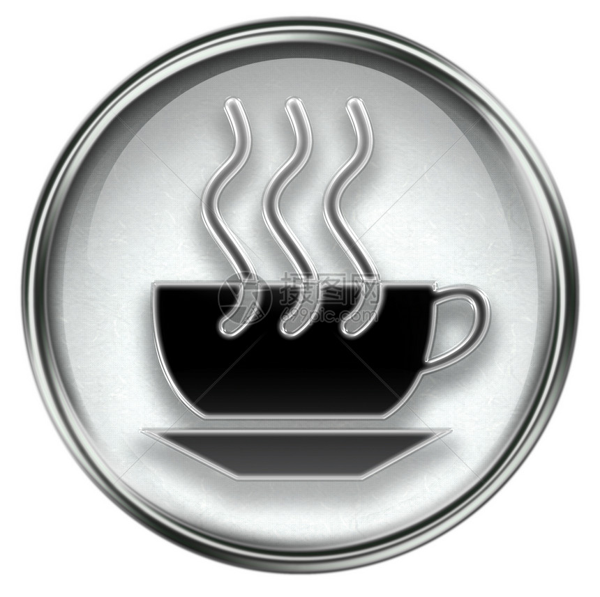 咖啡杯图标灰色 以白色背景隔离图片