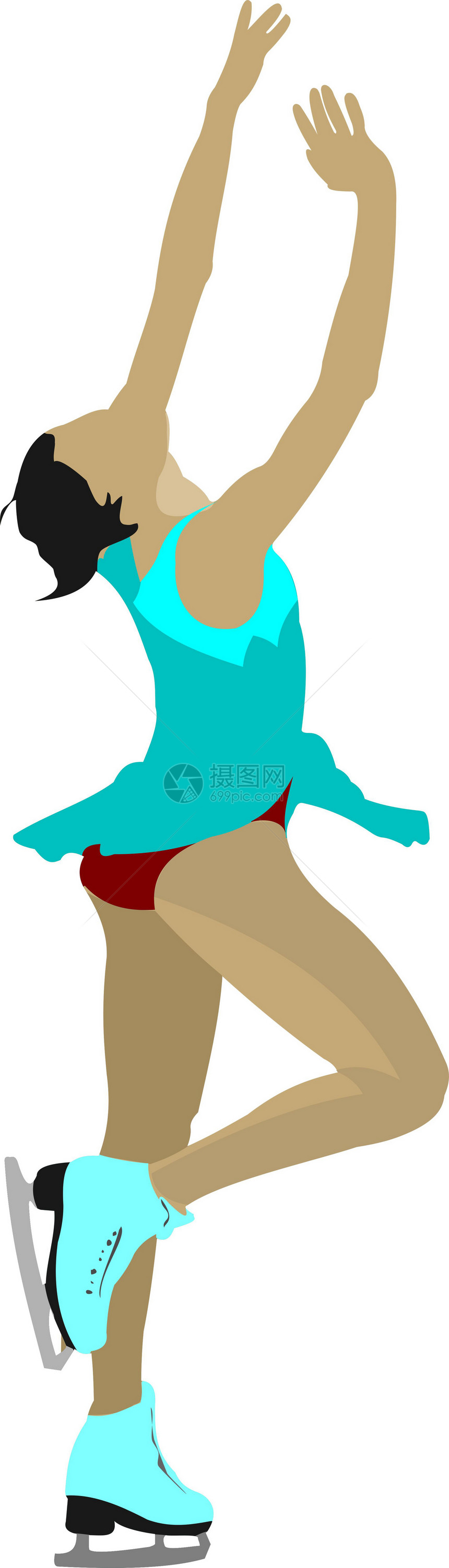 图滑动彩色圆光影 矢量插图冰球训练男人锻炼女性滑冰黑色竞赛女孩速度图片