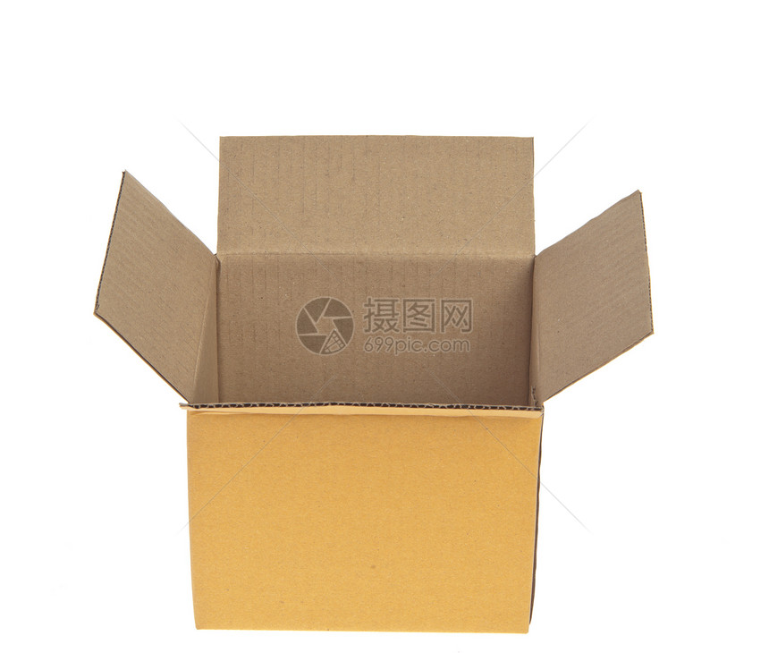 在白色背景上隔离的开张折叠纸板盒纸板打包机邮政贮存礼物瓦楞纸盒棕色案件包装图片