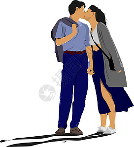 浪漫漫画素材亲吻两个矢量插图嘴唇漫画男朋友男生男人女性女性化吸引力友谊女士背景