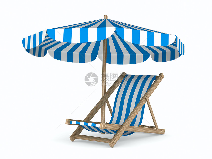 白色背景的甲板和阳伞 孤立的 3D 图像闲暇海滩椅子插图庇护所木板旅行享受娱乐假期图片