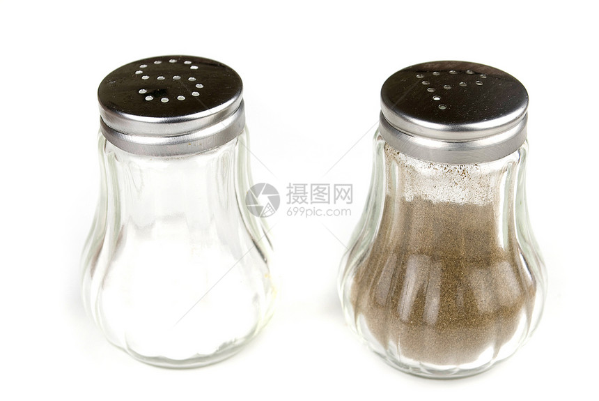 盐和胡椒棕色厨房金属味道食物玻璃瓶子烹饪摇床香料图片