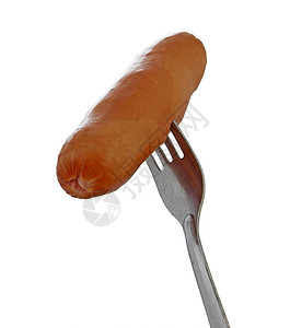 叉子上的香肠营养食物白色背景图片