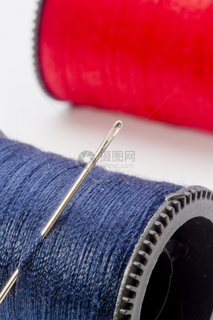 蓝线索针线工艺工具裁缝纺织品维修织物筒管材料针织图片