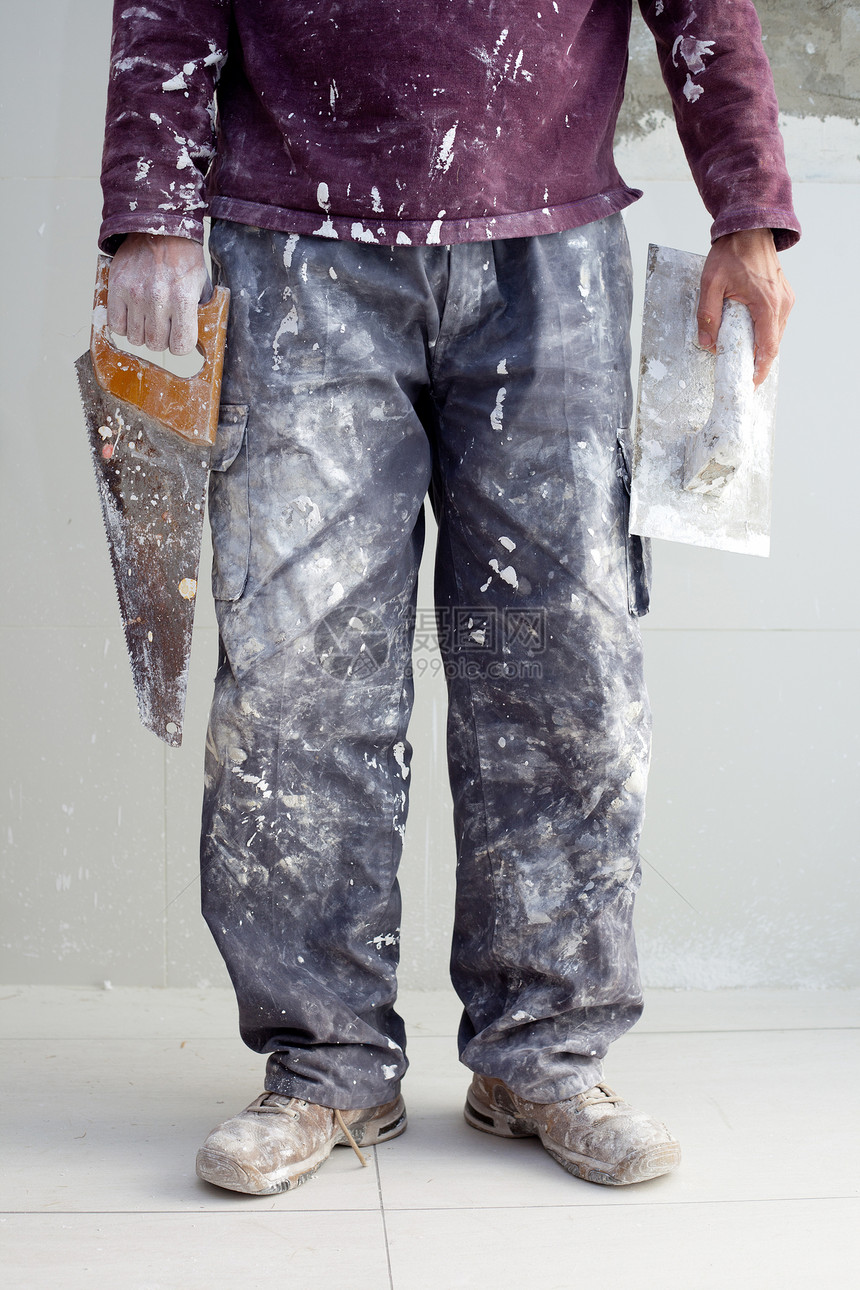 建筑石膏工泥匠脏裤子画家砂浆石匠就业员工犯规工匠石膏职业水泥图片