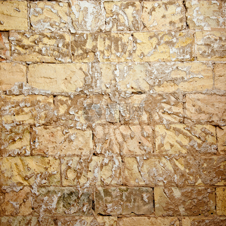 修复砖墙的废碎砖墙工作维修风化手工建筑石工建筑学接缝水泥衰变图片