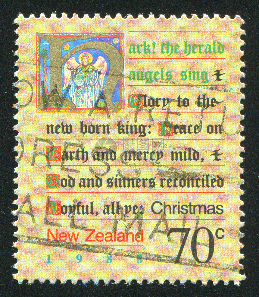 圣诞卡罗和天使的图片歌词天堂歌曲历史性邮票明信片打印插图女性精神图片