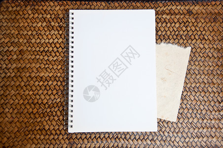 空白白纸笔记本棕色水平摄影背景图片