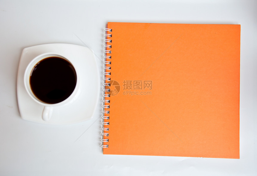 黑咖啡和橙色笔记本橙子摄影咖啡空白水平杯子图片