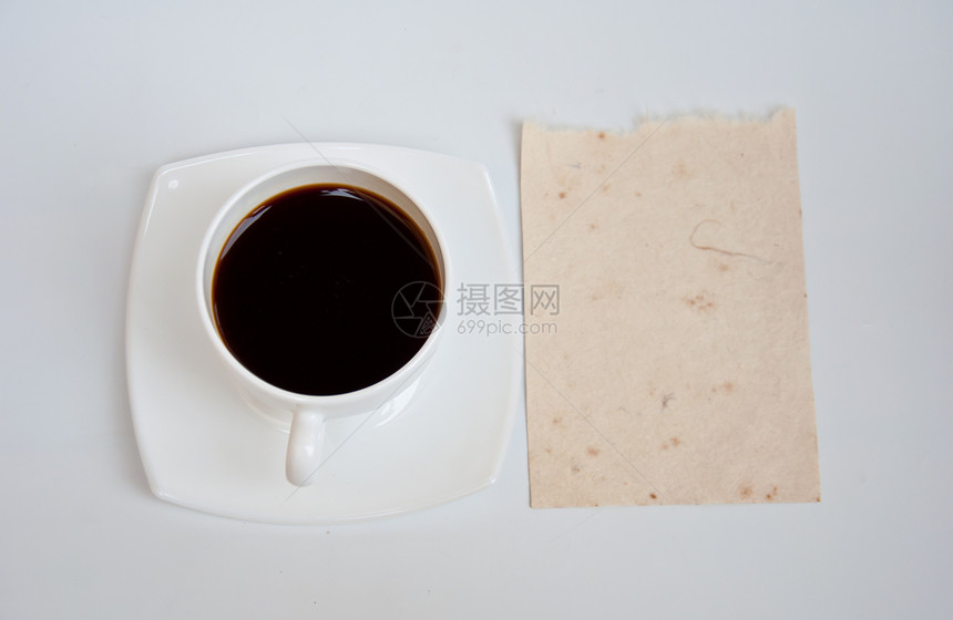 白纸和黑咖啡空白杯子咖啡水平摄影棕色图片