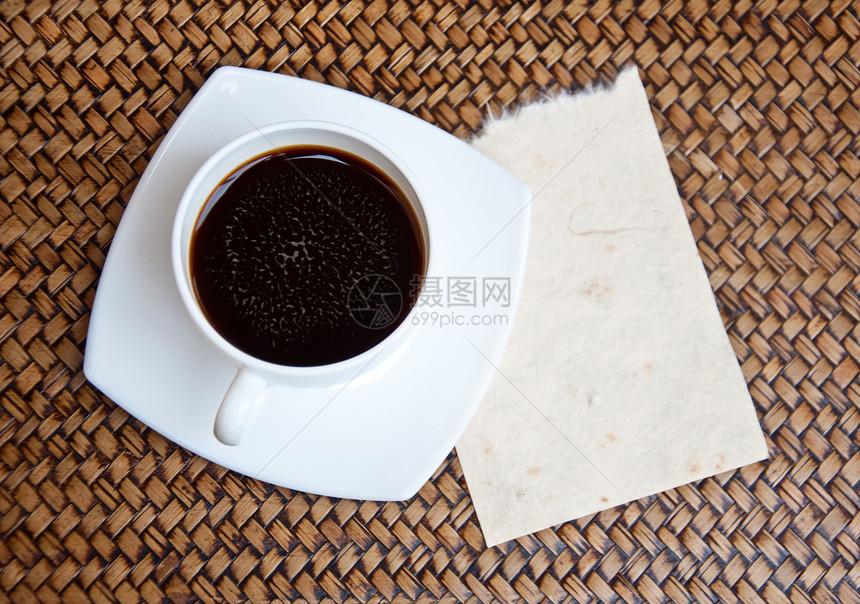 黑咖啡和纸笔记本摄影杯子黑色棕色空白水平图片