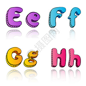 卡通 3d 字母-EFGH背景图片