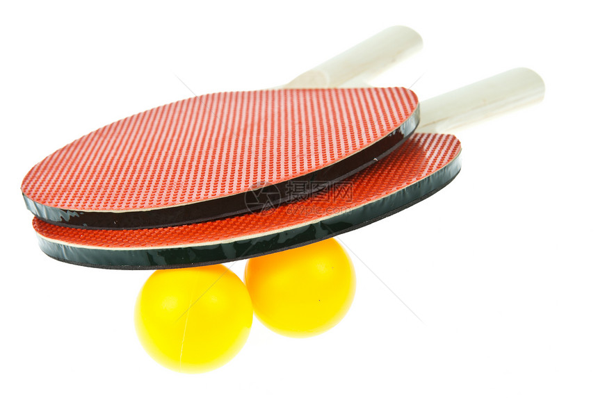 白背景上孤立的网球打网球和球软垫乒乓娱乐木头竞赛锦标赛阴影球拍游戏闲暇图片