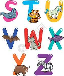 动物字母缩写老虎拼写蝙蝠孩子们字体漫画卡通片游戏底漆教育背景图片