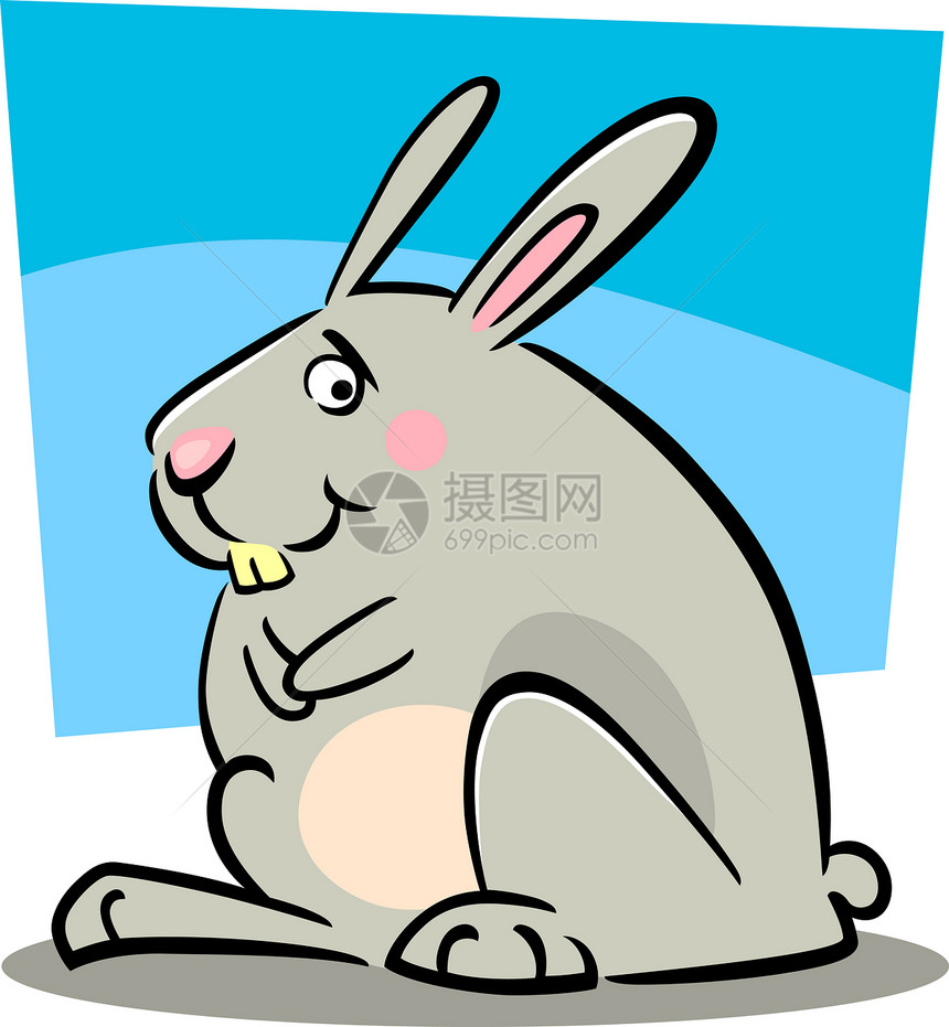 兔子的卡通涂鸦漫画野兔插图吉祥物快乐剪贴灰色绘画草图卡通片图片