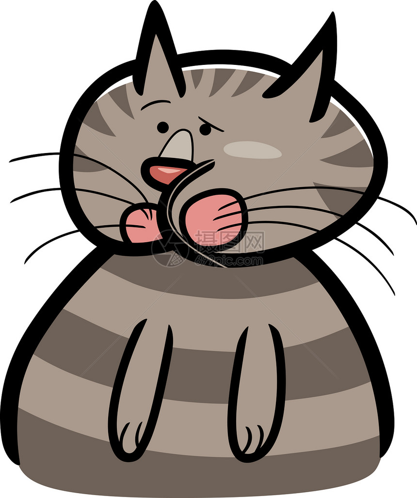 猫的卡通涂鸦草图插图绘画吉祥物猫科漫画卡通片虎斑小猫快乐图片