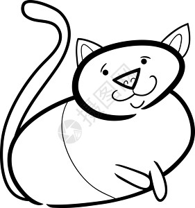 猫剪贴画涂色用猫的卡通图纸染色卡通片插图宠物黑色涂鸦小猫草图快乐白色背景