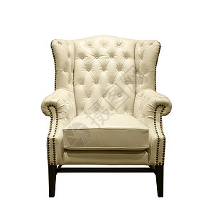 古老切斯特菲尔德前线奢侈品白色皮革手椅座位装饰椅子装潢风格家具扶手椅奢华沙发背景图片