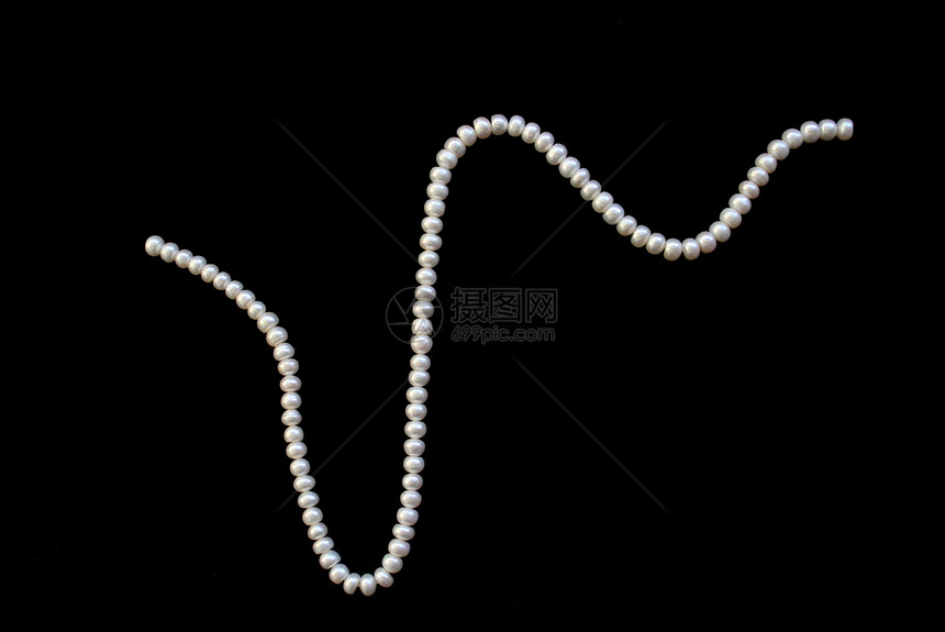 黑丝上的白珍珠魅力细绳首饰宝藏手镯珠子礼物象牙黑色珍珠图片