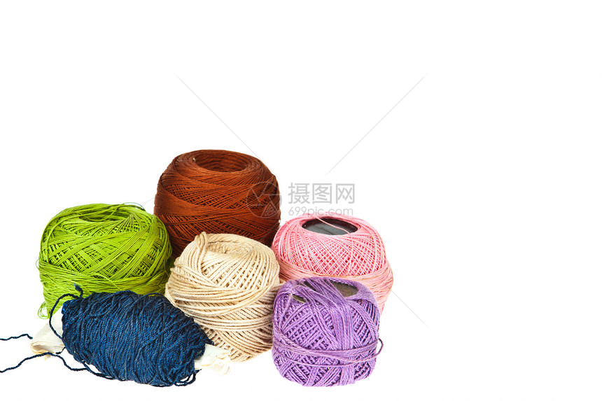 彩色编织的羊毛球针线活衣服爱好羊毛纺织品针织小路手工织物工艺图片
