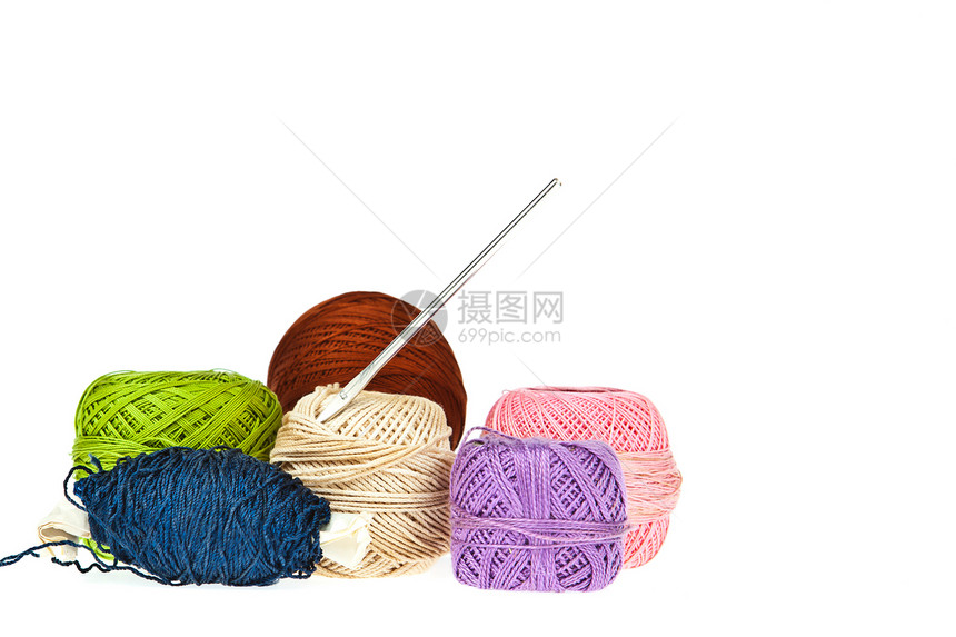 彩色编织的羊毛球棉布纺织品工艺细绳羊毛织物衣服小路剪裁材料图片