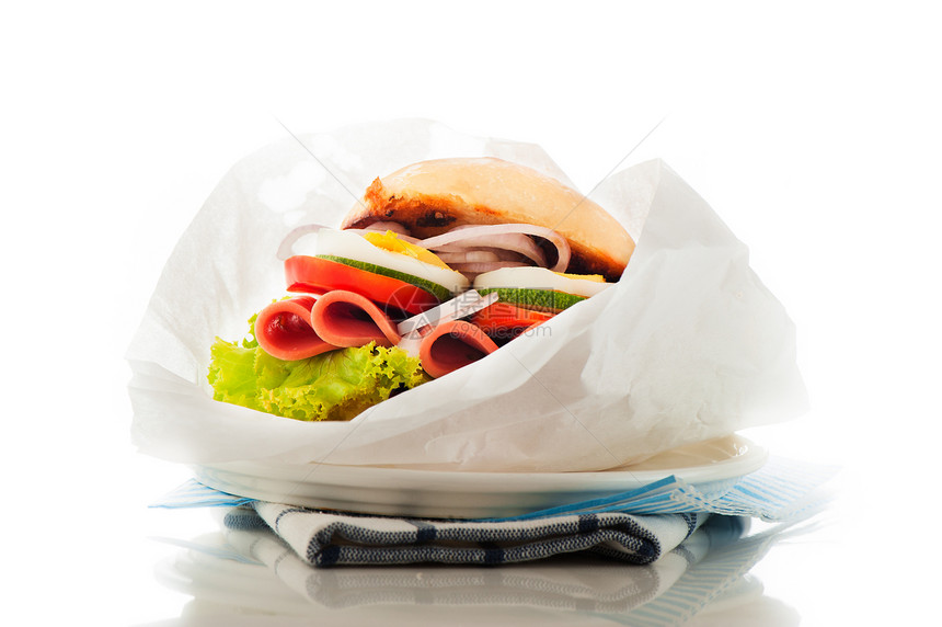 吉亚巴塔三明治餐厅烹饪餐饮盘子小吃营养洋葱午餐食物餐巾图片