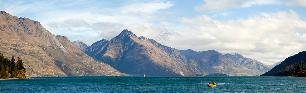 新西兰全景区皇后城Wakatipu湖高清图片