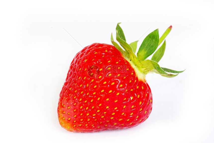 草莓叶子红色蔬菜水果绿色宏观白色果实水平图片