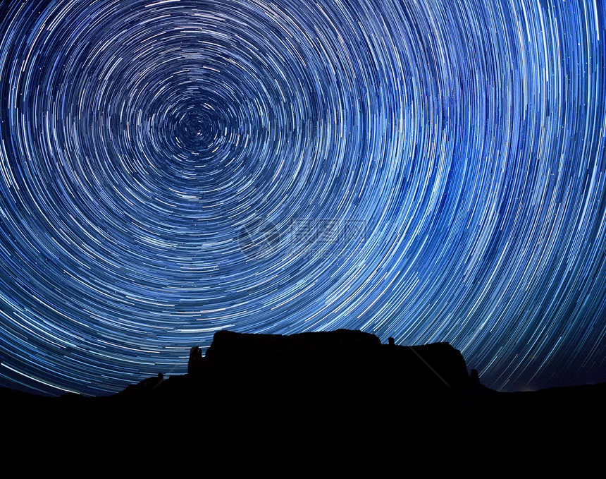 夜晚恒星轨长期曝光图像图片