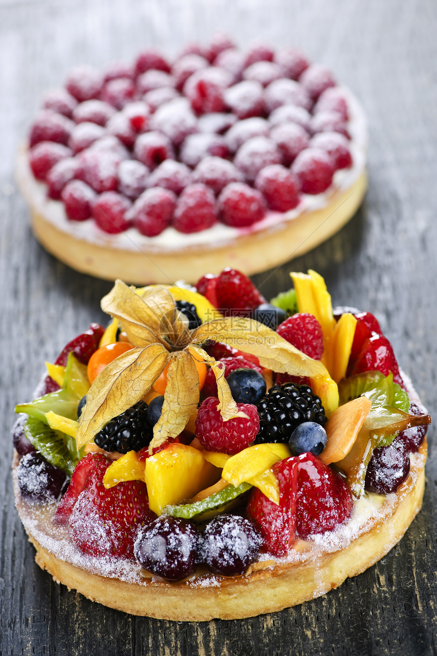 水果和莓果果糕点服务果味馅饼蛋糕食物脆皮热带用餐烘烤图片