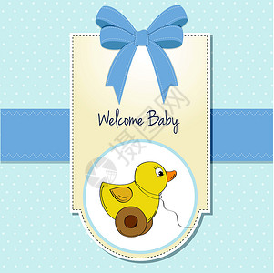 甜皮鸭带鸭玩具的欢迎婴儿卡纪念日轮子邀请函周年框架喜悦乐趣横幅正方形女孩插画