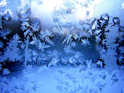 冬季模式玻璃白色蓝色季节装饰品季节性雪花背景图片