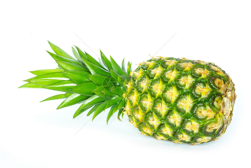 菠萝热带绿色黄色食物水果白色图片