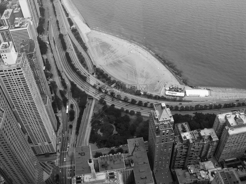 芝加哥之景景观公园旅游办公室日落足球摩天大楼建筑物商业天际图片