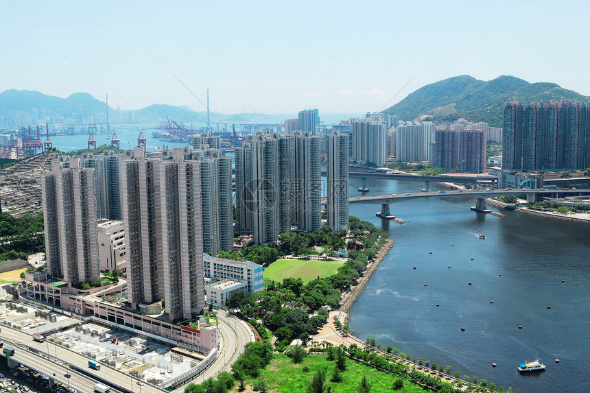 香港现代城市建筑海洋蓝色景观地标办公室建筑学市中心天际商业图片