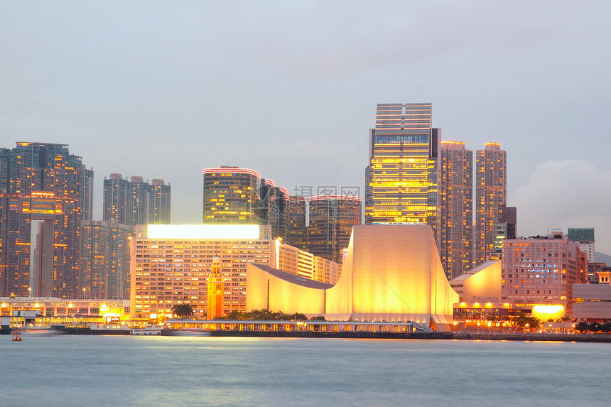 日落时间香港港港商业市中心旅游海洋港口渡船天空景观办公室晴天图片