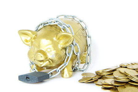 养猪银行硬币经济小猪钱盒现金挂锁节约保险储蓄安全背景图片