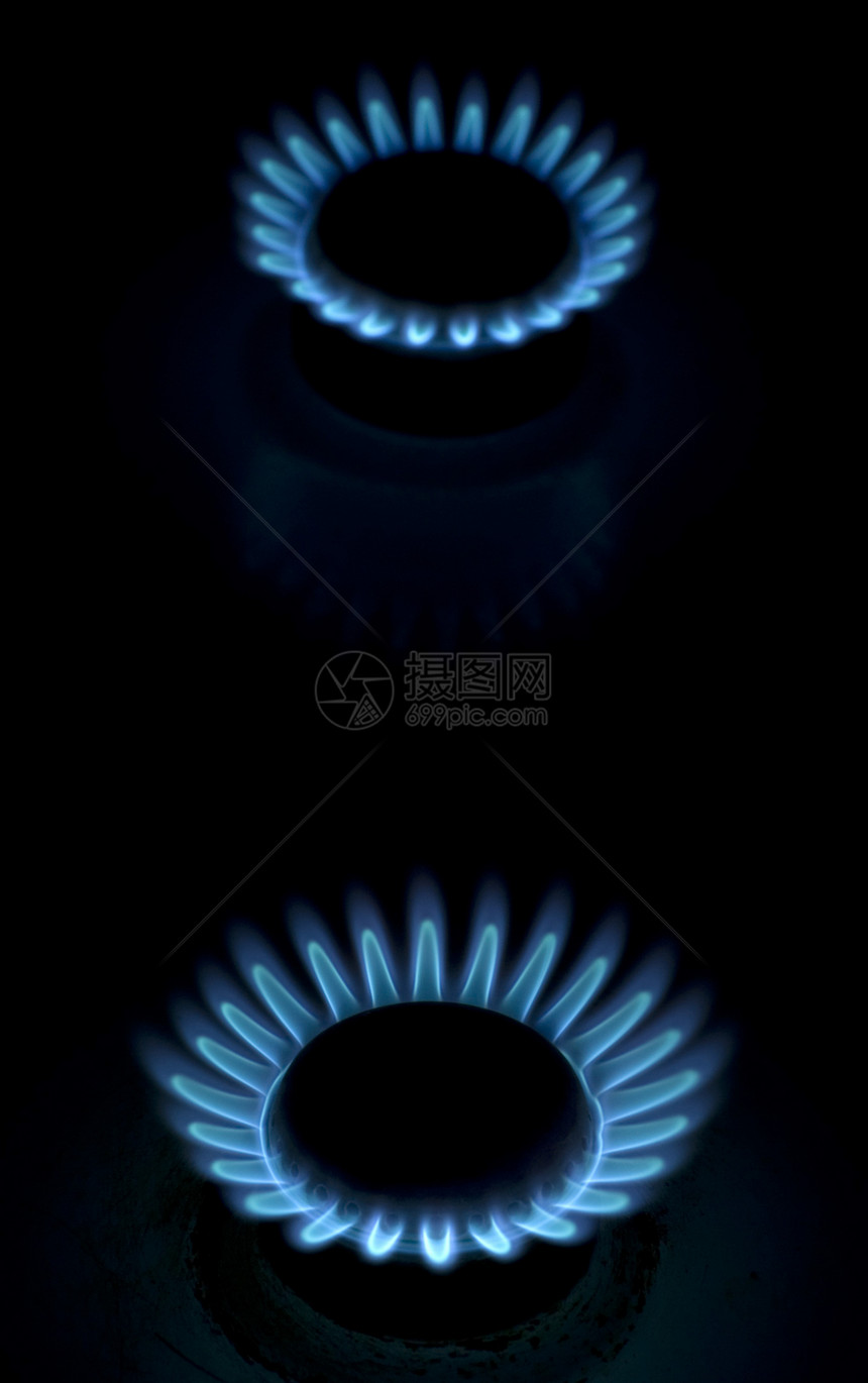 天然气气体圆圈燃烧椭圆形力量活力烤箱蓝色厨房火炉白炽图片