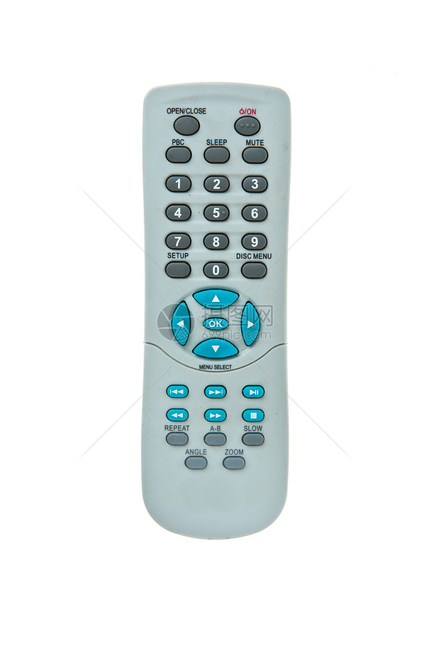 旧电视远程控制 白色背景上隔离灰尘电子红外线灰色数字插图按钮技术电气塑料视频图片