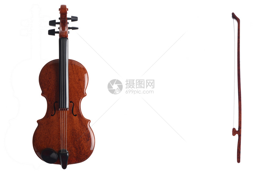 violin 矫形白色装饰品孩子玩具礼物歌曲音乐乐器小提琴木头图片