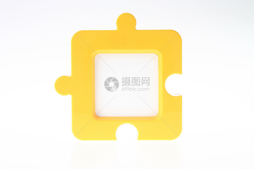 黄色中的照片框架成功协会一体化联盟挑战展示拼图正方形冶炼解决方案图片