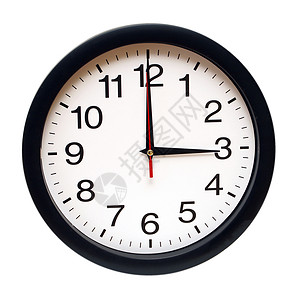点钟上午三时钟表工作办公室时间手表商业休息数字圆圈黑色背景