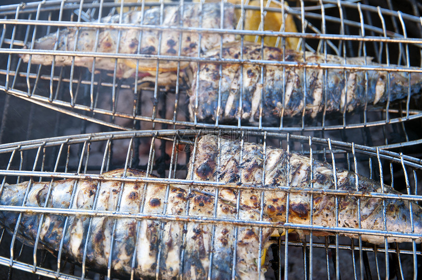 灰鱼鲭鱼钓鱼餐饮炙烤食物图片
