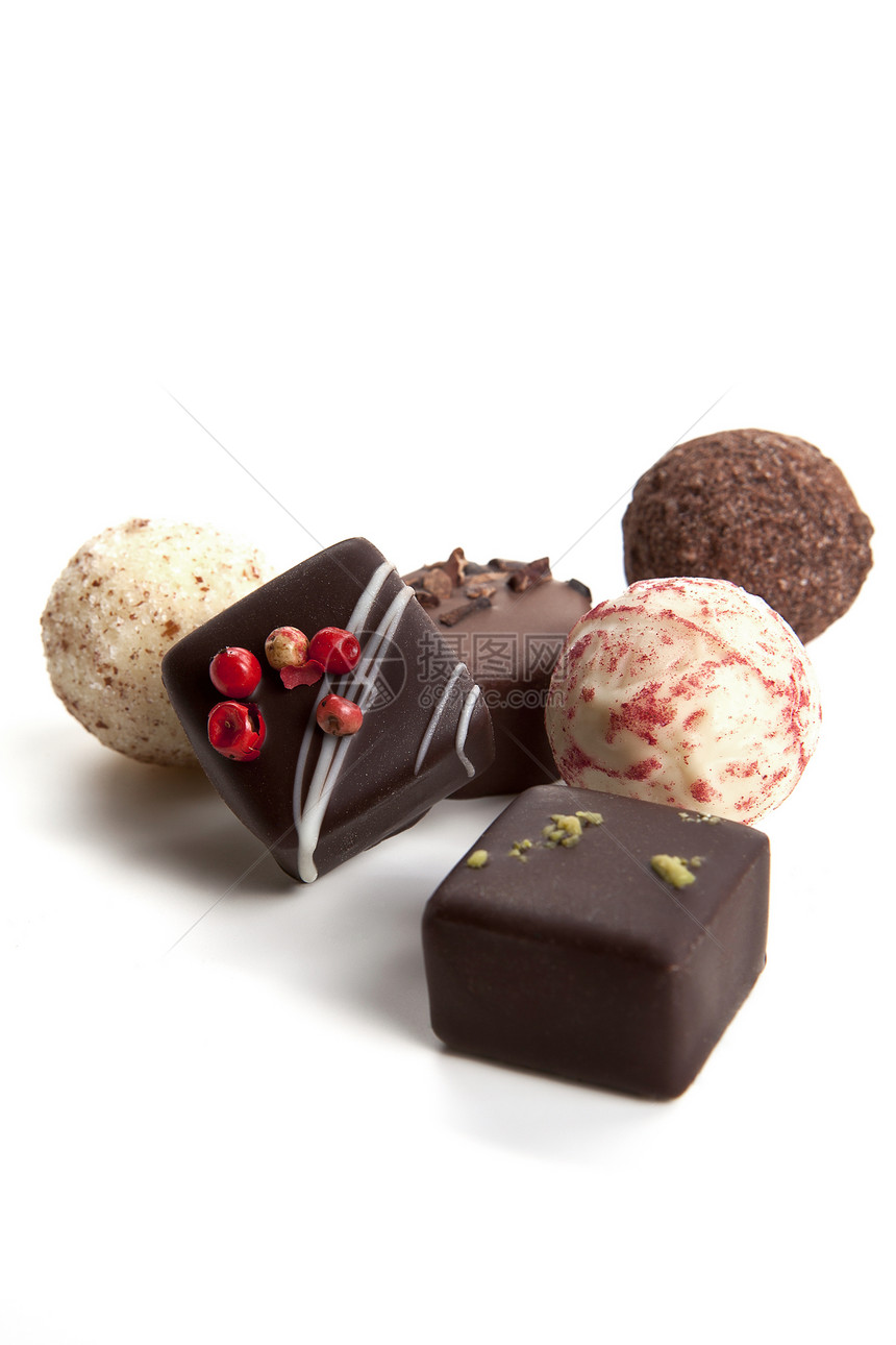 分离的不同巧克力棱瓜类不同收集集棕色饮食食物美食甜点收藏黑色奢华松露可可图片