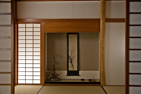 日式会议室桌子庆典传统仪式座位旅游休息室建筑家具房间背景图片
