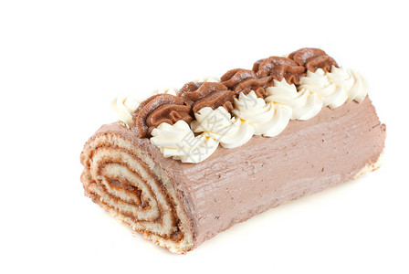 巧克力瑞士卷糕点蛋糕糖果日志树叶海绵食物烹饪甜点奶油背景图片