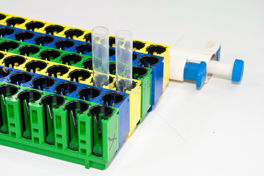 机架上的测试管制药架子诊所生物技术科学医院微生物学塑料实验图片
