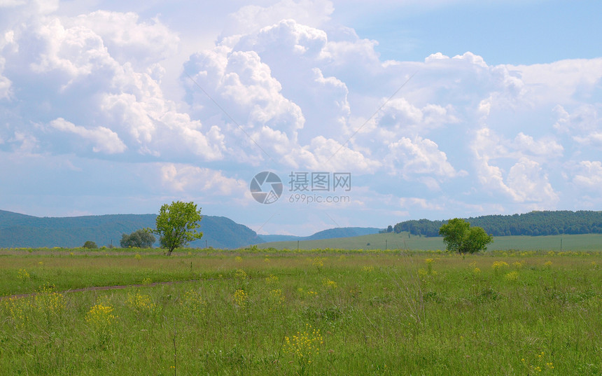 夏季风景土地孤独草地全景牧场太阳蓝色环境荒野场地图片